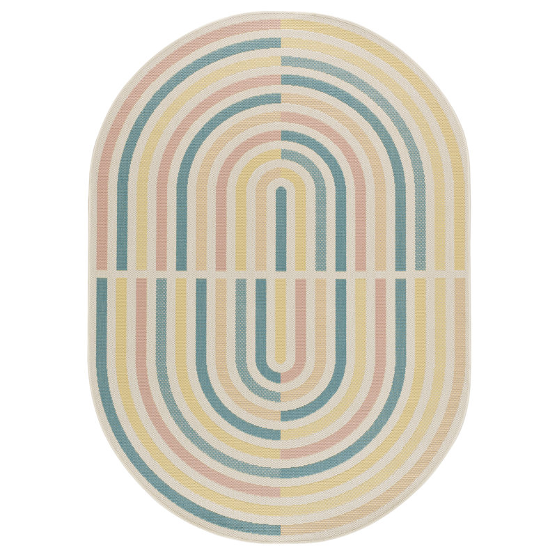 Oval Chimdiadi Geometric Shapes Flatweave 160cm X 229cm Indoor / Outdoor Area Rug