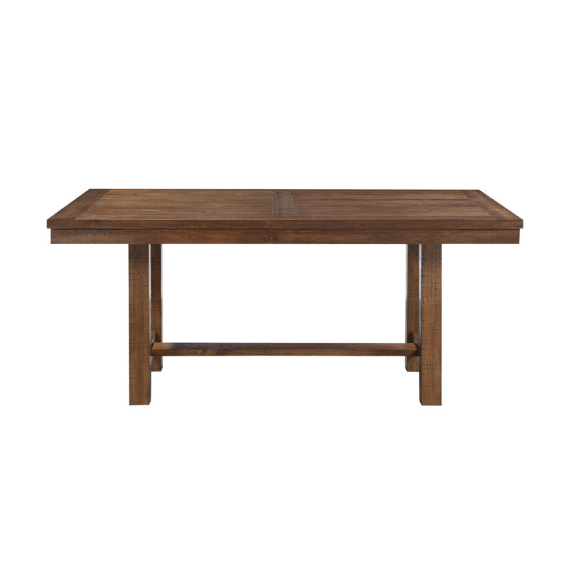 Mobilier de salle à manger rectangulaire en bois à finition brune en bois de style transitionnel 1 pièce