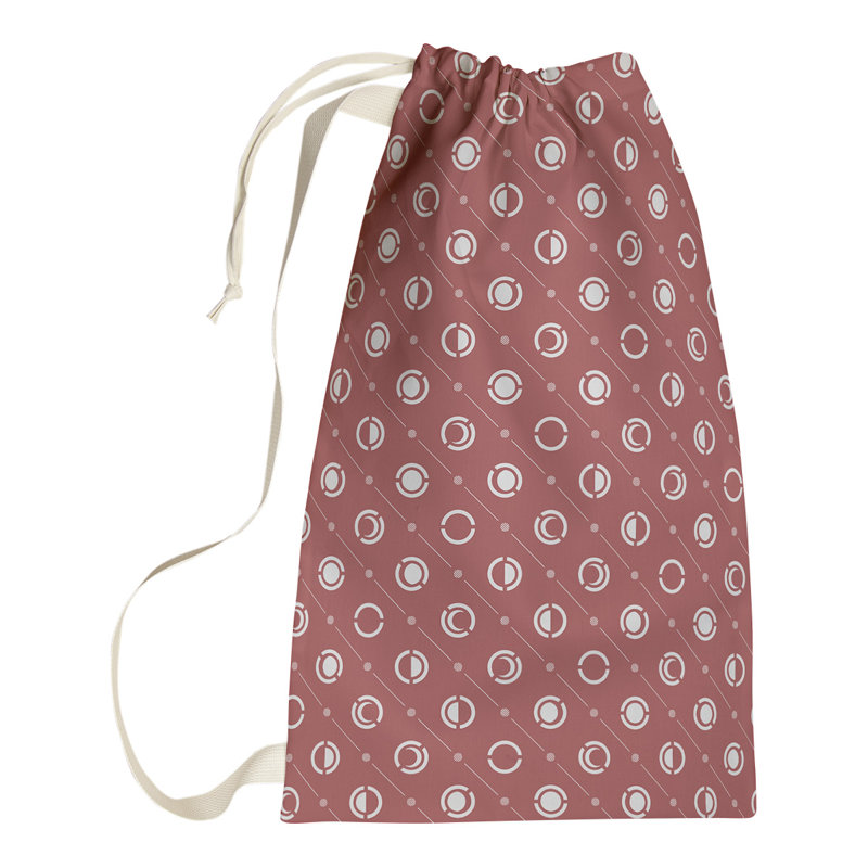 Skeffingt Fabric Laundry Bag with Handles, 29" H x 18" W x 1.5" D, Red/White
