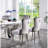 Nowlin Button- Gray Flannelette Dining Chairs, Wingback Design, Solid Wood, Legs, 2Pcs 2Pc-121107046