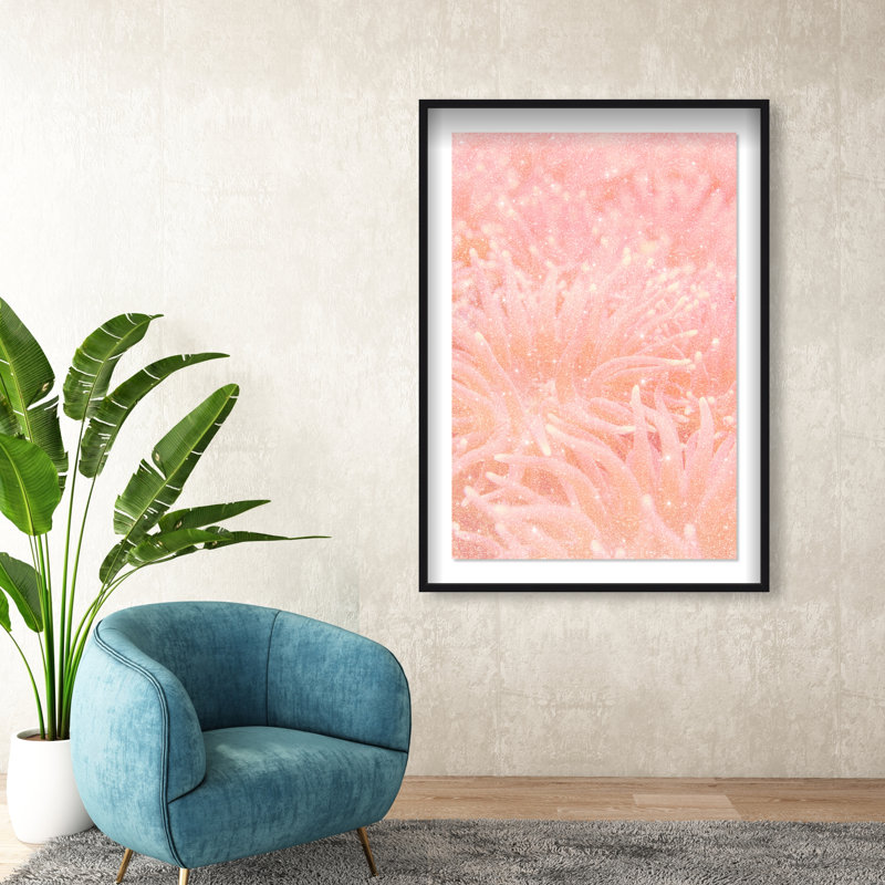 Deep Sea Flowers Print by Oliver Gal, 46.5"H x 31.5"W, Black Shadowbox