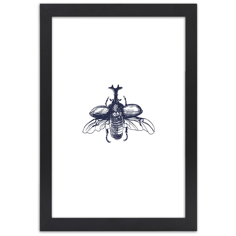 Beetle Insect - Single Picture Frame Print, Black, 100cm H x 70cm W