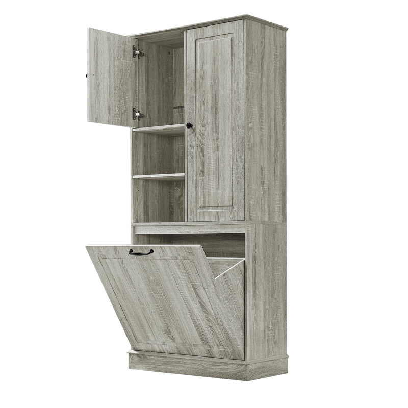 MDF Bathroom Tall Storage Cabinet, Linen Cabinet, Oak