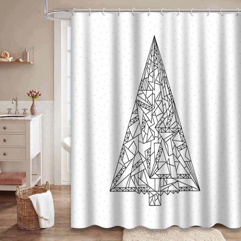 Rideau de douche imperméable abstrait pour Noël avec 12 crochets, L 72 po x l 78 po