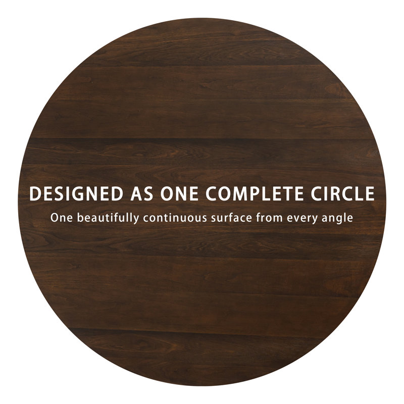 46" Round Solid Wood Round Pedestal Dining Table, 29.3" H x 46" L x 46" W, Walnut