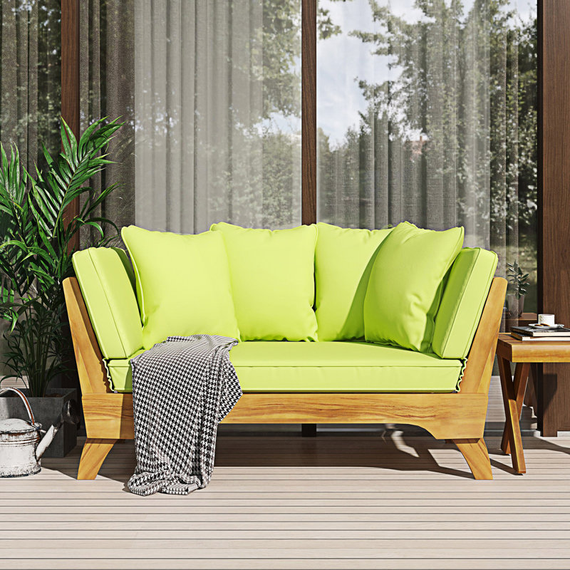 Canapé d'extérieur extensible, canapé de patio avec accoudoirs réglables, canapé convertible d'extérieur avec coussins et coussins amovibles