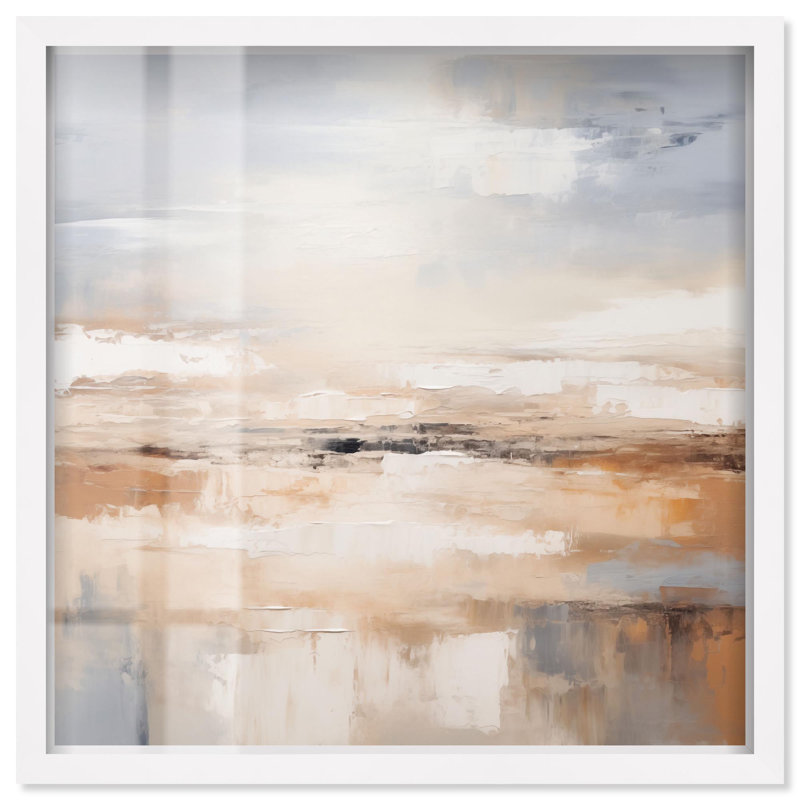 «Coastal Calm Shadowbox Print», art abstrait neutre par Art Remedy, H 17 po x l 17 po, Blanc