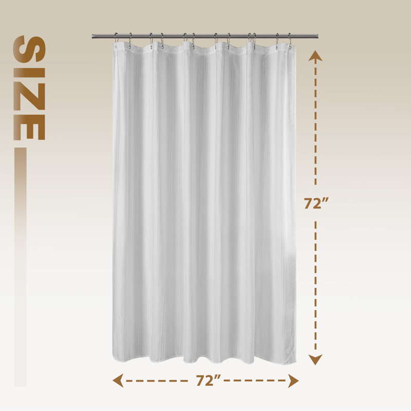 Soft Tufted Texture Chenille Stripe Shower Curtain, White