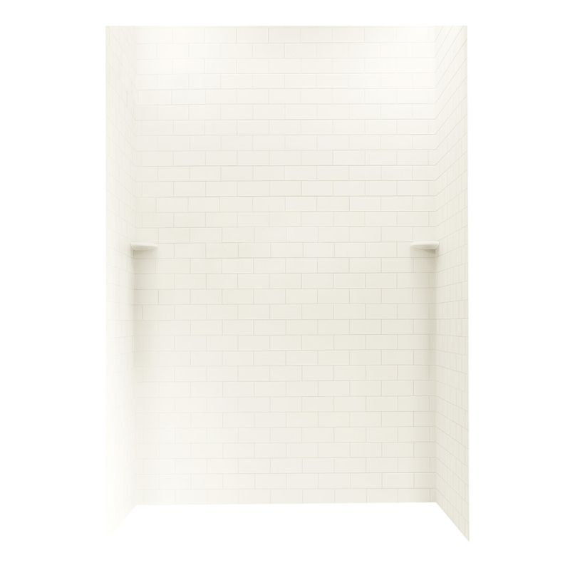 Solid Surface Three Panel Shower Wall, Bisque, 96" H x 62" W x 36" D