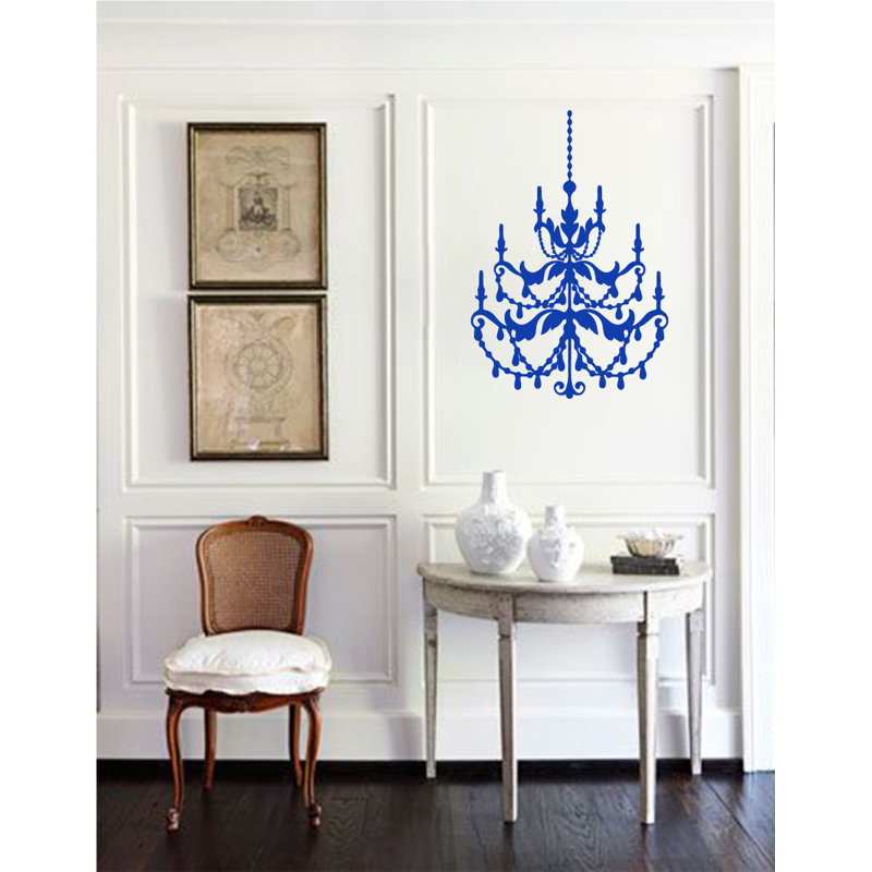 Décalcomanie murale lustre française, Bleu foncé, H 24 po x l 16 po x P 0,01 po