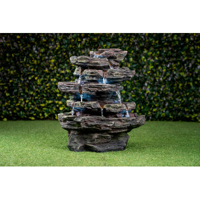 Stone Multi-Level Fountain with Light