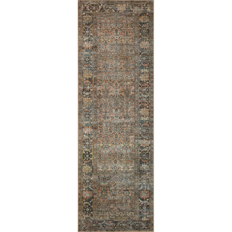 Tapis oriental terre cuite, Tapis de couloir 2 pi 6 po x 9 pi 6 po