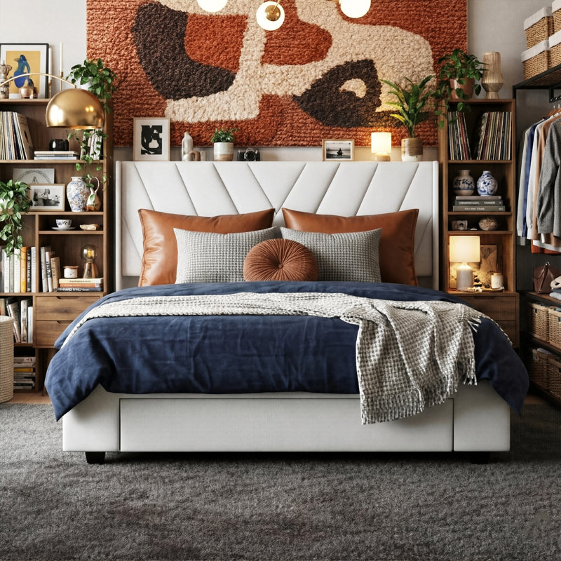 Upholstered Storage Bed, European Double (140 x 200 cm)