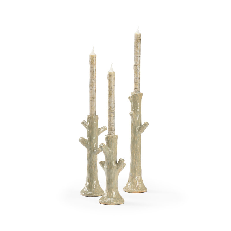 Faux Bois Candlestick, Moss Green