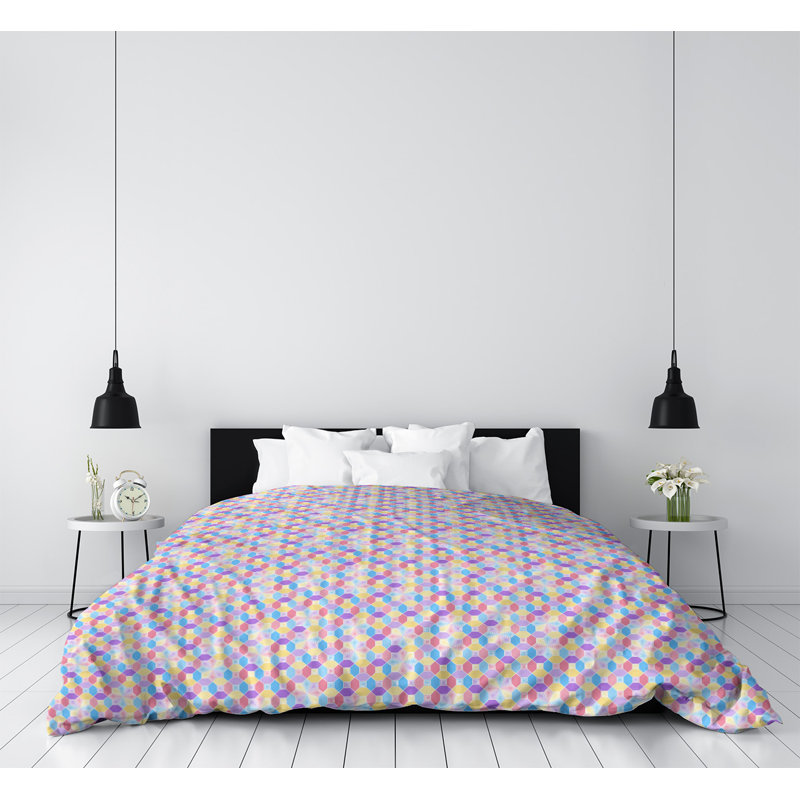 Housse de couette Katelyn Elizabeth, Housse de couette pour très grand lit, Microfibre, Rose / Jaune