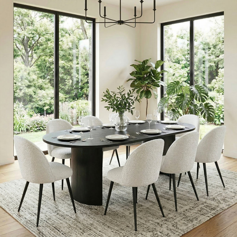 Audna 8 - Person Double Pedestal Dining Set, Black