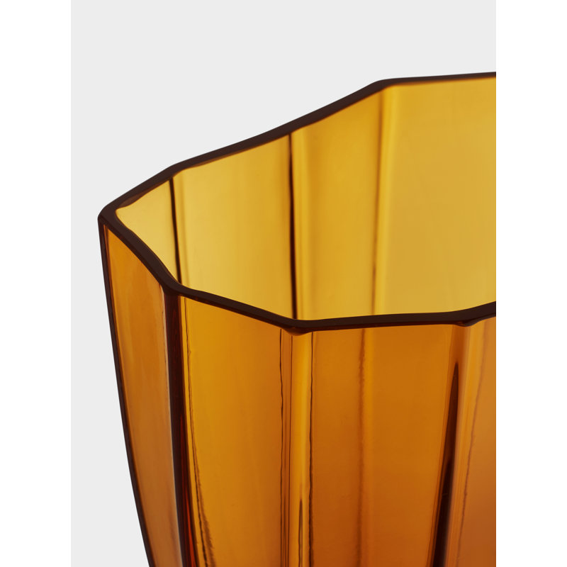 Reed Handmade Glass Table Vase, 11.8" H x 7" W x 7" D, Amber