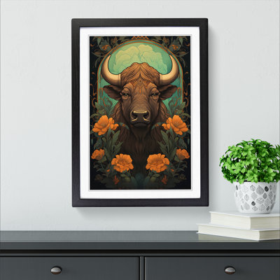 Bison Art Nouveau Art - Framed Print