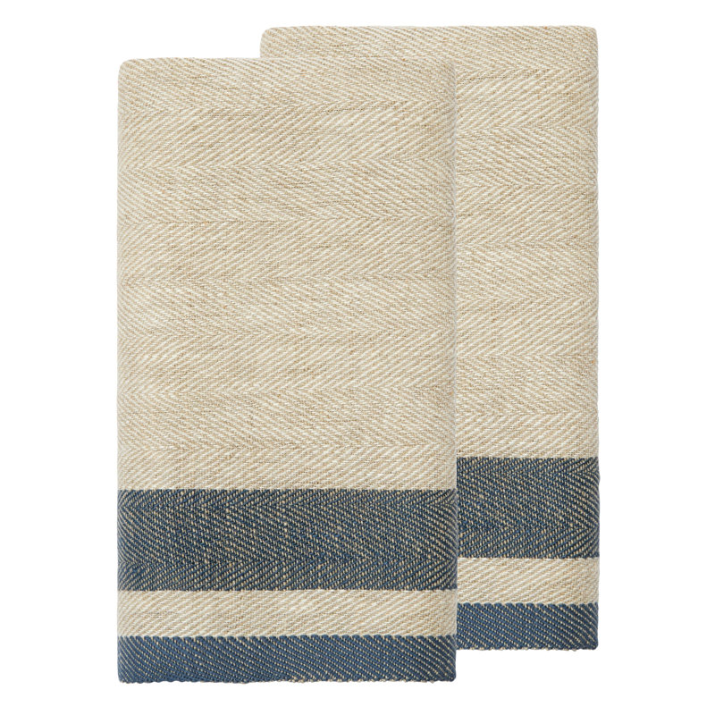 Torchon Gordes - bleu / naturel - 20 po x 30 po, Bleu / Naturel