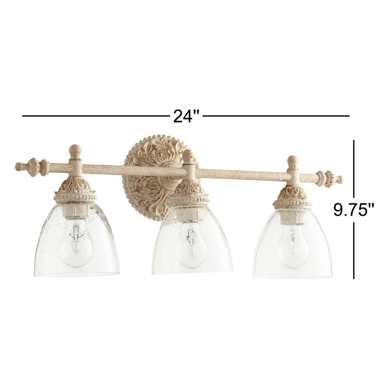Meuble-lavabo 3 lumières en verre persan blanc transparent transitionnel 3 lumières