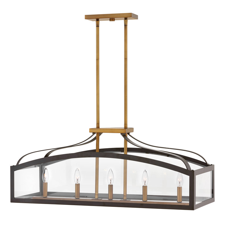 Luminaire suspendu linéaire à 5 lumières pour îlot de cuisine Clarendon, Bronze