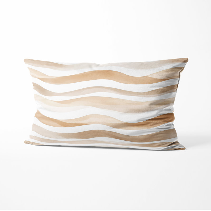 Coussin décoratif abstrait à imprimé abstrait beige, H 12 po x l 20 po