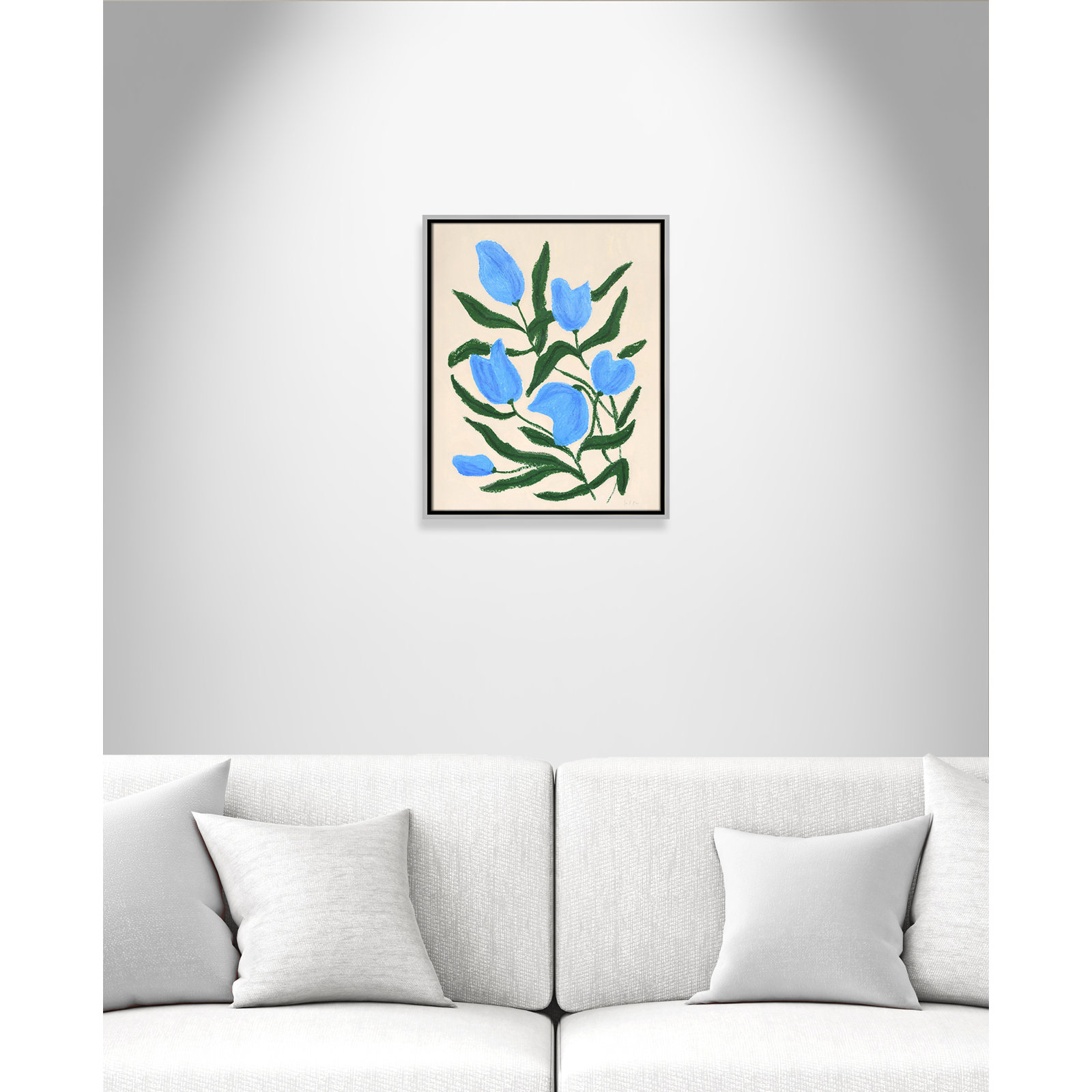 Blue Tulips Print by Camilla Bergqvist, 21.5" H x 17.5" W, Silver