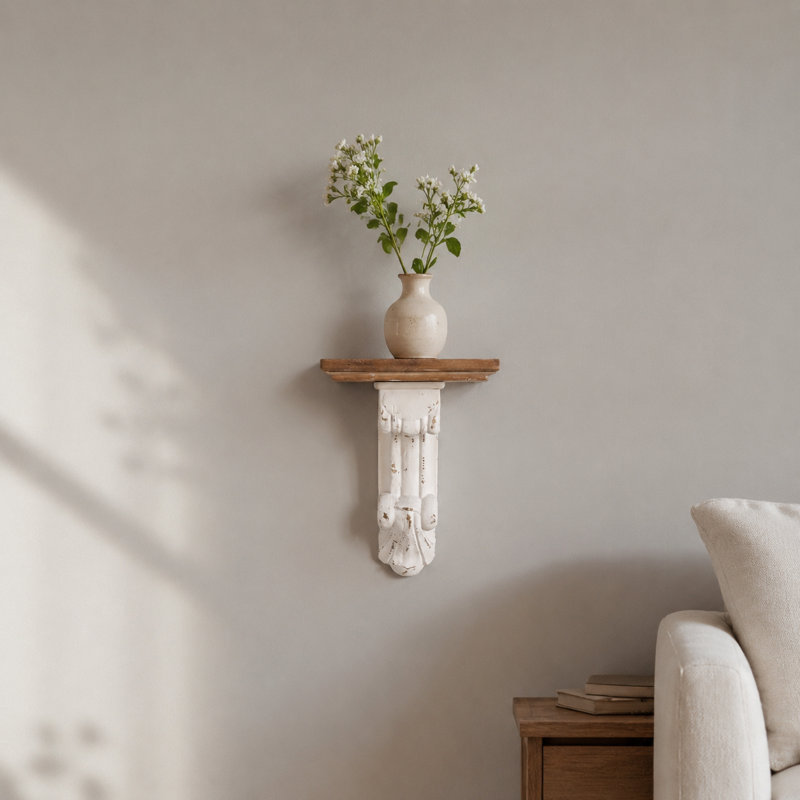 Tablette corbeau en bois Farmhouse, 9.26"W