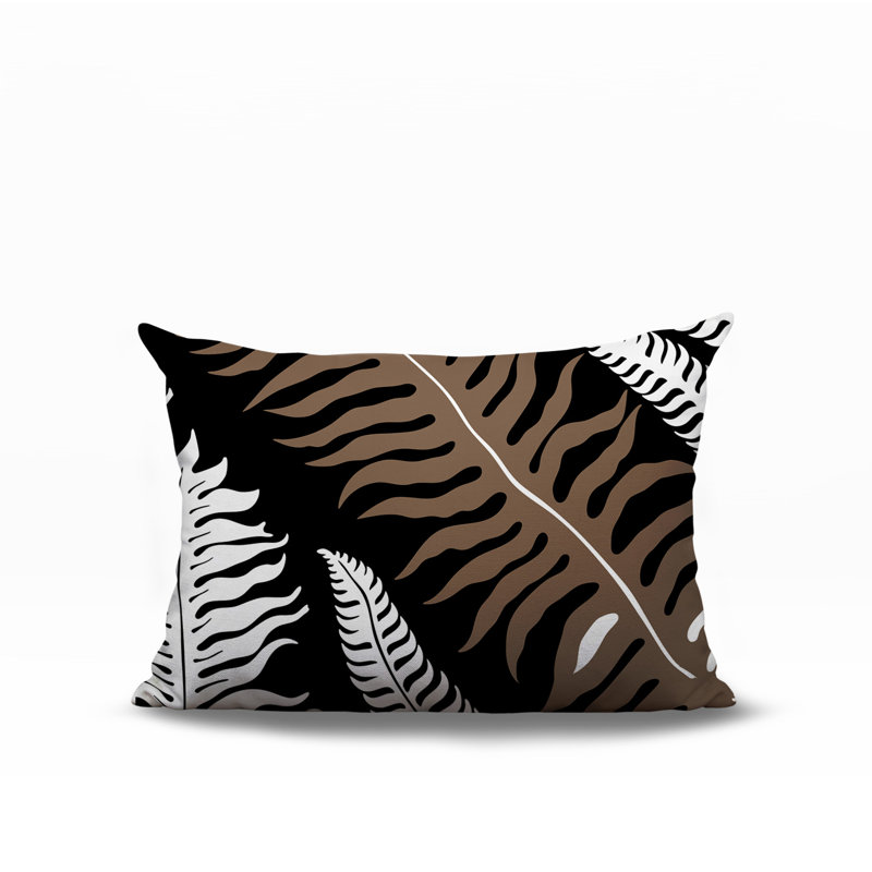 Oreiller rectangulaire réversible intérieur / extérieur Glo Wild Ferns, Rectangle H 14 po x l 20 po, Black