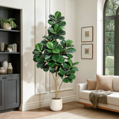 Artificial Ficus Lyrata Trees with Planter Pot for Home Office Living Room Decor