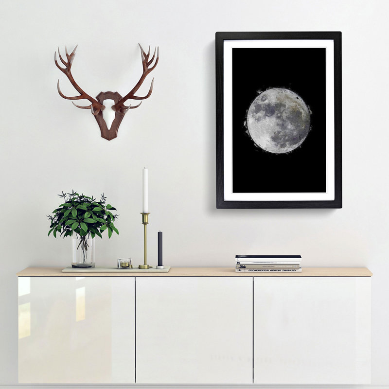 The Beauty of the Moon - Picture Frame Graphic Art Print, 36cm H x 27cm W x 2cm D, Black Framed