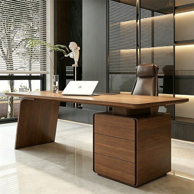 78.74" Italian Minimalist Desk with Arc-Leg Design, Wireless Charging & Built-in Power Outlets – Home Office & Study Workspace, 3 Colors Available