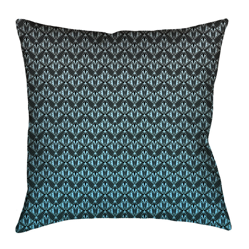 Housse de coussin Katelyn Elizabeth, 14 po x 14 po, Faux lin polyester, Bleu