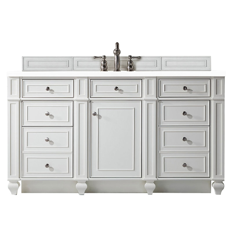 Bristol 60'' W Single Vanity, White Zeus, Bright White, 8" Widespread