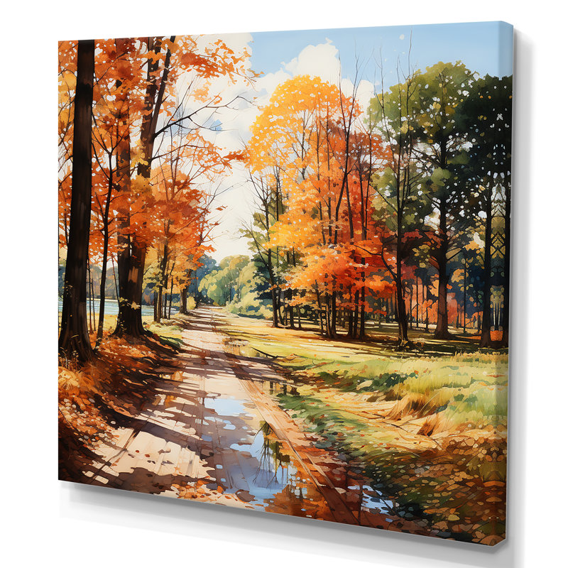 Art mural orange rivière orange tranquillité III - rivière, H 16 po x l 16 po x P 1 po, Toile tendue