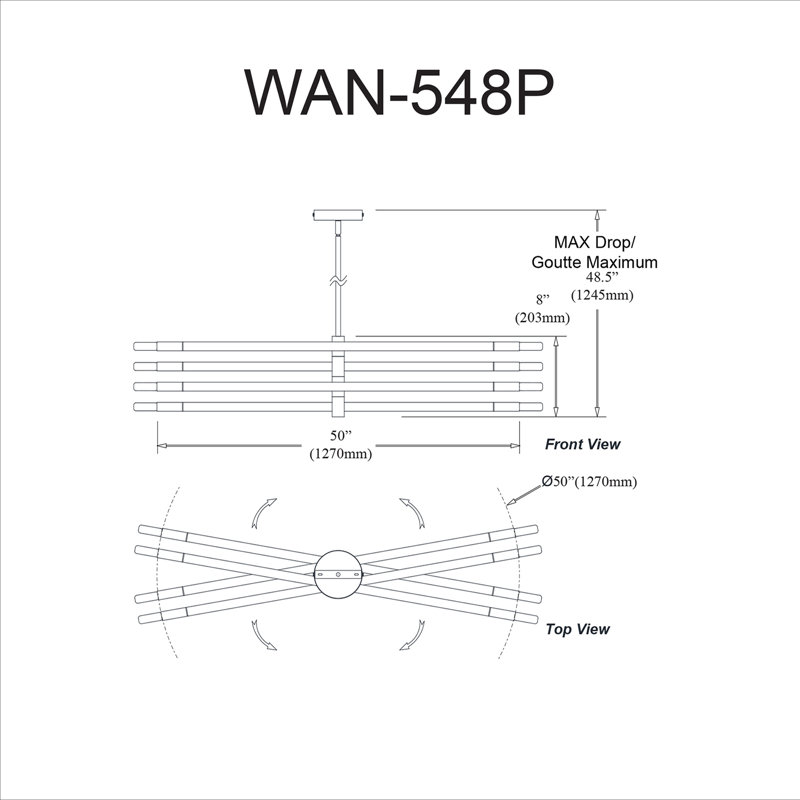Luminaire suspendu 8 lumières incandescentes, Noir mat