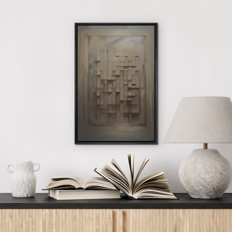 Impression sur toile encadrée de formes géométriques à effet 3D, Noir, noir, noir, noir, H 24 po x l 16 po
