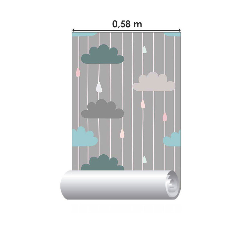 Rouleau de papier peint adhésif Aymée, gris, L 126 po x l 24 po