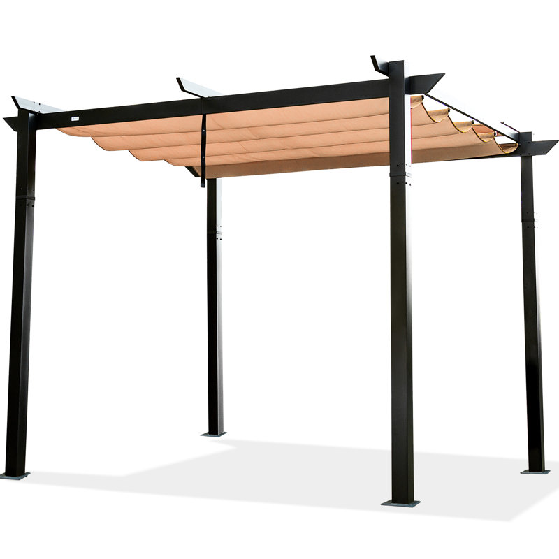Pergola en aluminium pour patio avec auvent rétractable - pavillon de jardin de cour et parasol réglable pour l'extérieur