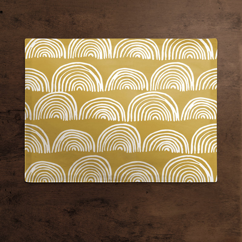 Poly Twill Abstract Rectangle Placemat, Yellow