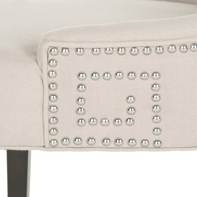 Chaise d'appoint rembourrée Aleshia en bleu clair, Lin beige