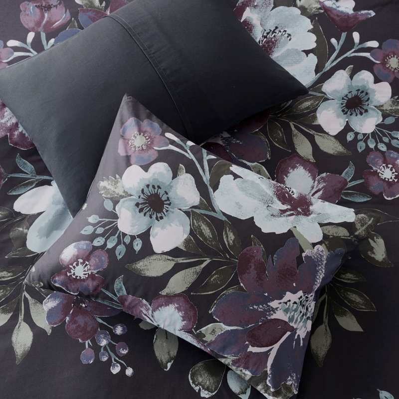 Ensemble d'édredon 3 pièces à imprimé floral Gracie Mills Nico, Édredon très grand + 2 pièces supplémentaires