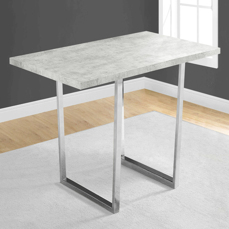 Table de salle à manger, rectangulaire, 60 po, cuisine, salle à manger, stratifié gris, métal chromé, contemporain, moderne