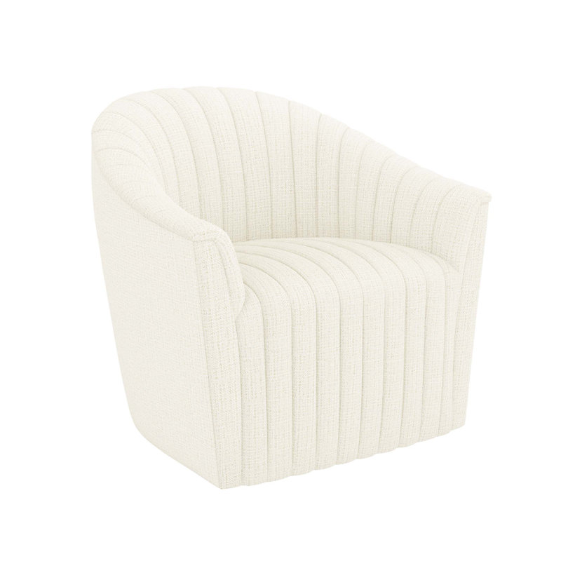 Channel Upholstered Swivel Barrel Chair, Dune Rayon/Viscose