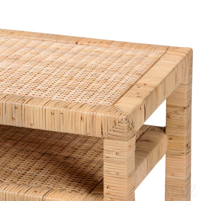 Bohemian Light Honey Rattan And Acacia Wood Console Table