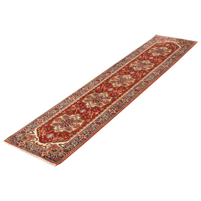 Tapis de couloir unique en laine noué à la main de style nouvel âge 2 pi 6 po x 11 pi 11 po brun / bleu Todd Creek