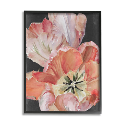 «Pink Hibiscus Petals Blooming» encadré sur bois par Jennifer Paxton Parker, peinture