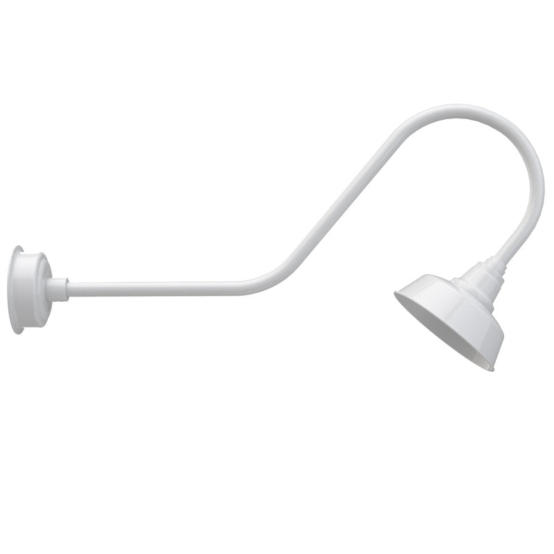Luminaire de grange d’extérieur à del Vandervliet, H 12 po x l 10 po x P 36 po, blanc