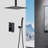 Ceiling Mounted Shower System Matte Black - 10" Head & Handheld For Bath Unit-126673592