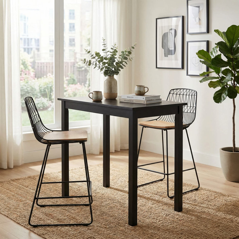 Hershman Solid Wood Base Dining Table, Antique Black